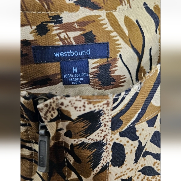 Westbound brown animal print denim blazer with pockets and zip down Size Medium - Picture 2 of 14